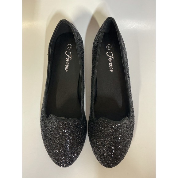 Forever sparkly black flats women's size 7.5 - Picture 5 of 5
